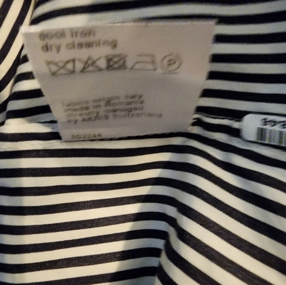 Akris Punto Exclusive Saks 5th Ave Striped Shirt Dress Silver Zipper 100% Cotton - Picture 7 of 7
